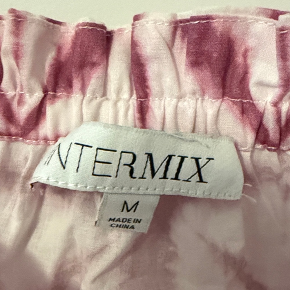 INTERMIX Pink Patterned Ruffle Crop Top - Picture 2 of 5